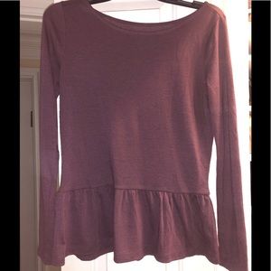 Loft Purple peplum long sleeve T-shirt